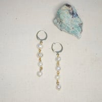 Image 2 of Freshwater Pearl Dangle Earrings / Gold