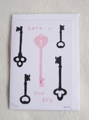 Image of Love Is The Key Gocco Greetings Card