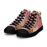 Image 10 of Pastel Pink Tattered Texture Gold Goth Lolita Baroque Inspired Women’s high top canvas shoes