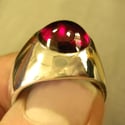Unique, Custom, Heavy Mens Ruby Ring in Silver