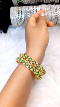 Image 4 of 2 Pieces American Diamond Gold Plated Bangles Set_GPB_1232