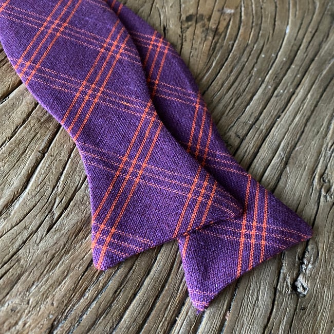 Purple Plaid Bow Tie