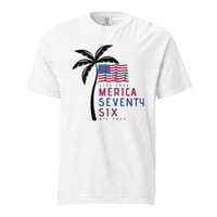 Image 1 of Merica Seventy Six, Live Free Die Free Palm Tree Beach - Unisex Garment-Dyed Heavyweight T-shirt 