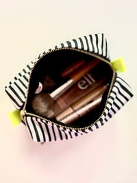 Image 2 of B&W striped boxy makeup bag