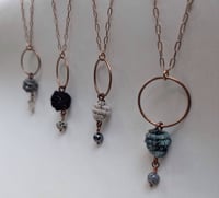 Image 1 of Your Choice! Handspun Drop Bead Necklace w/Semi Precious Stone Bead