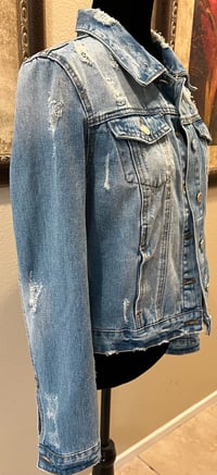 Image 4 of Vintage Blue Denim Distressed Jacket Wonder Woman