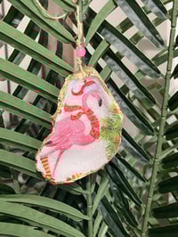 Image 1 of Flamingo Mingle Oyster Shell Ornament