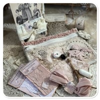 Image 4 of Vintage lace zipper pouch full of vintage french sewing notions