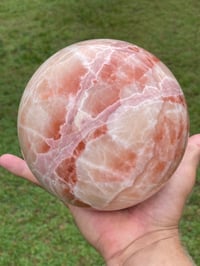 Image 2 of Large Banded Calcite Crystal Sphere Statement Piece #853