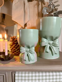 Image 1 of Sage Green Bow Vases ( 2 Sizes )