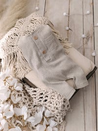 Image 1 of Newborn boy bodysuit for photoshoot | Jeremy | neutral beige | striped fabric