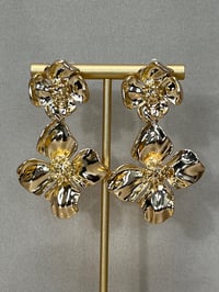 Image 4 of Gold Tone Floral Earrings 