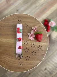 Strawberry Wristlet Keychain - Cute Fabric Key Fob for Everyday Use 