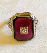 Image 1 of GARNET & WHITE GOLD RING