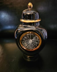Image 1 of A gorgeous small vintage urn with a real preserved baby spider web 