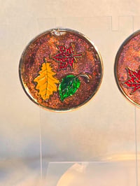 Image 5 of Handcrafted Resin Fall Leaf Circular Earrings 