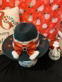Image 4 of "Merry Christmas & Poinsettia" Hand-Burned Narrow Brim Hat