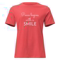 Image 7 of Women's Relaxed T-Shirt, Peace Begins With A Smile Tee