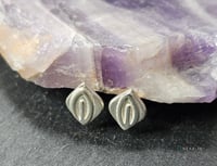 Image 1 of Delen leaf design fine silver stud earrings