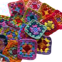 Image 3 of 20 Crochet Granny Squares Mixed Gorgeous Colour Scheme 3-inch 