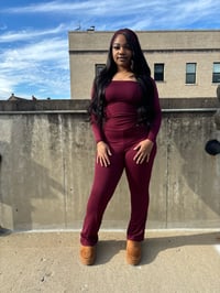 Image 5 of Sleeping In Late Lounge Set (Burgundy)