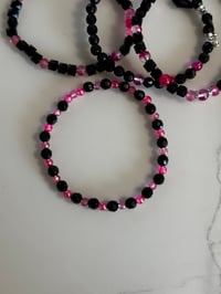 Image 8 of Black & Pink Tumbler Bracelet Stack