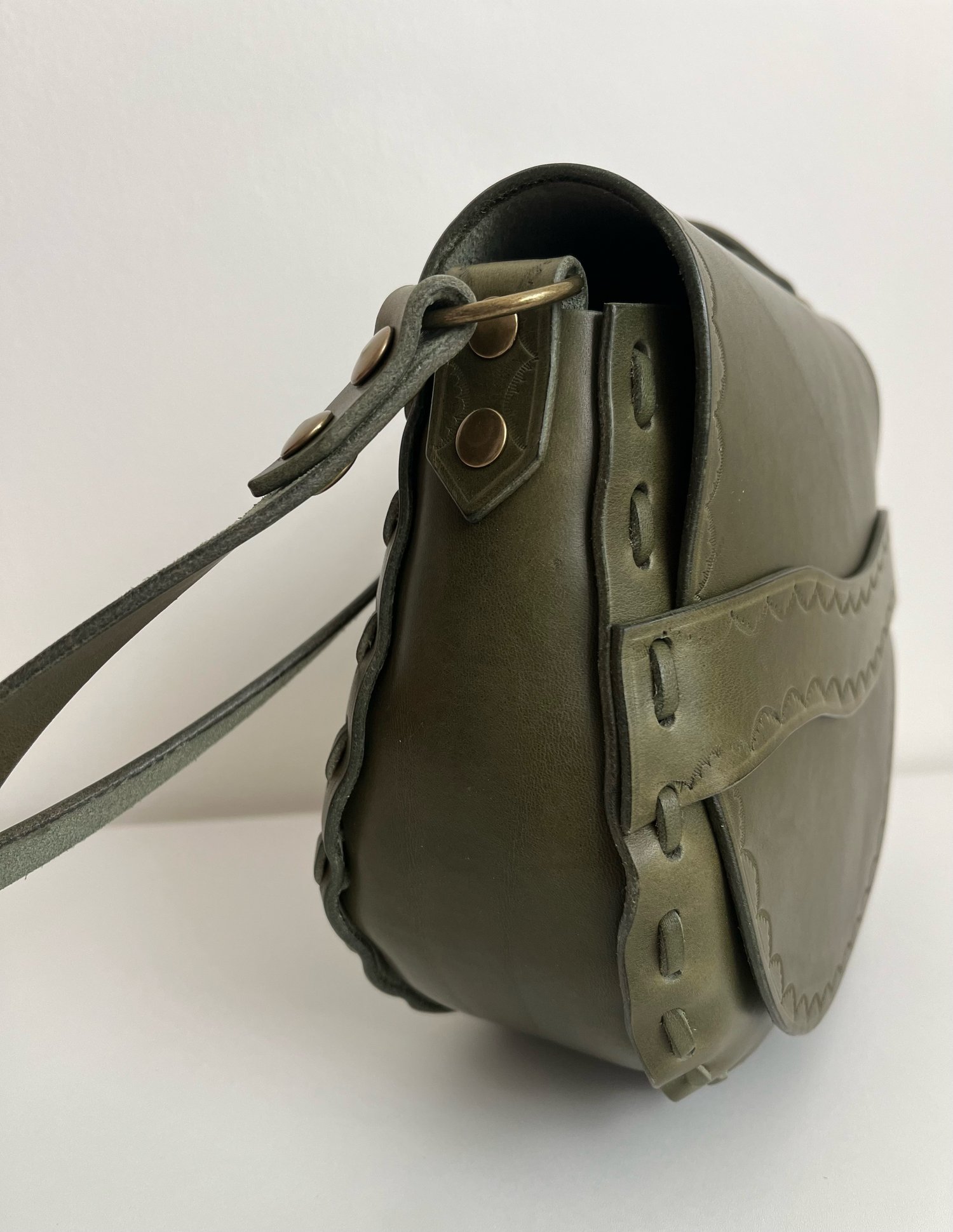 Image of Olive Crossbody Saddle Bag