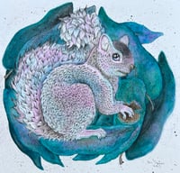 White Squirrel & Magnolia Leaves