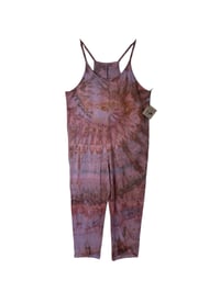 Image 2 of S/M Cotton Blend Knit Pocket Jumpsuit in Muted Warm Spiral Ice Dye