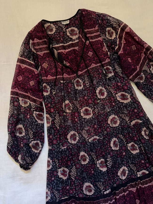 late 60s early 1970s Indian cotton gauze voile dress bohemian festival 