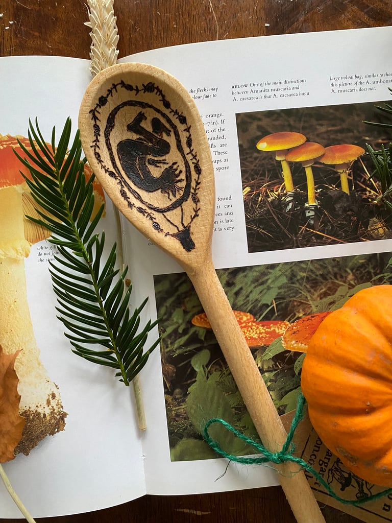 hand-burned wooden spoon - fairy in the womb