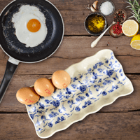 Image 1 of Blue Floral Farmhouse Chicken Egg Tray 18 Capacity 