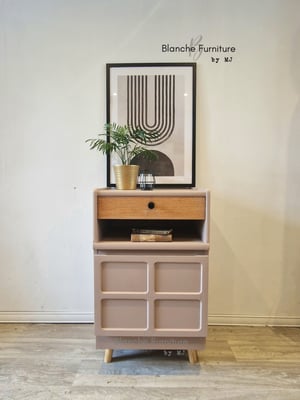 Image of Pair of Nathan Bedside Tables / Cabinets in dusty pink