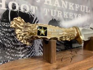 Image of US Army Veteran Replica Antler Knife with Stand