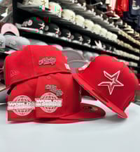 Image 1 of New Era 59Fifty Red WS05 with Houston 🤘pin included 