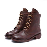 Handmade Genuine Leather Lace-Up Boots – Classic Brown