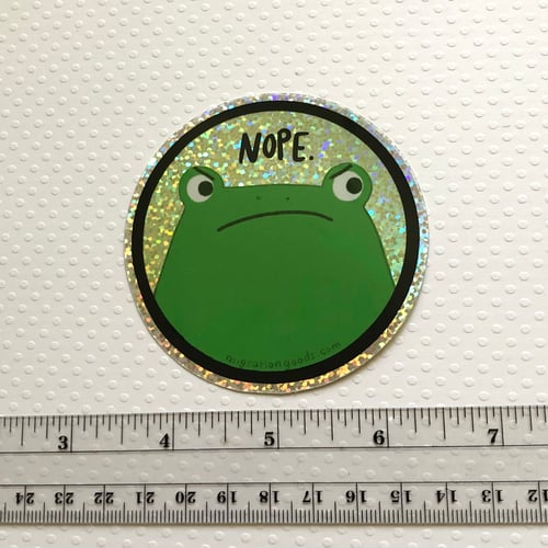 Image of glitter NOPE. frog sticker