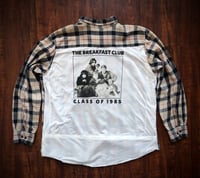 Upcycled “Breakfast Club” t-shirt flannel