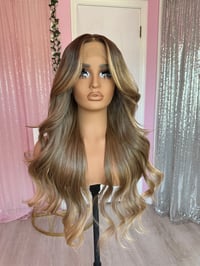 Image 1 of Caramel brunette curtain bangs 