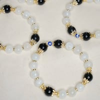 Image 1 of Moonstone Evil Eye Bracelet / Gold