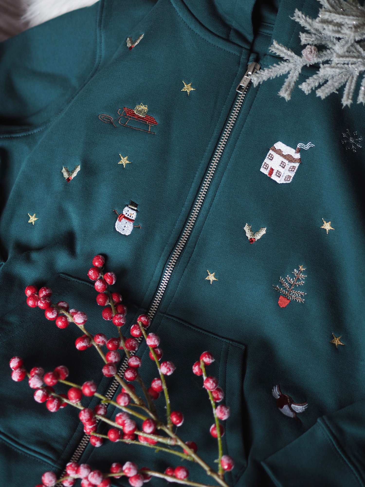 Image of Christmas Sprinkles - Glazed Green zipped hoody