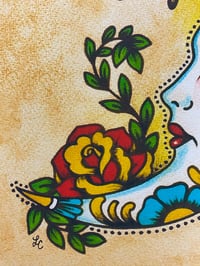 Image 4 of Traditional Tattoo Moon "La Luna" Loteria Mexican Folk Art Print 