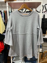 Image 1 of Gray ruffle sweatshirt top