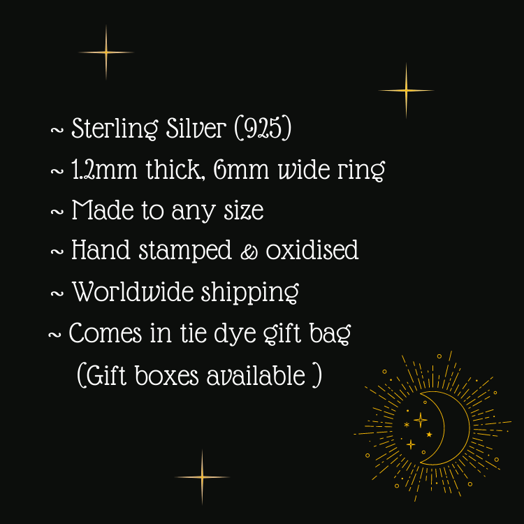 Sterling silver stars and dots ring. Starry stamped silver 925 handmade ring.
