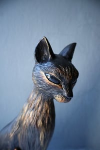 Image 1 of 'Sable' Black Cat Paper Clay Sculpture