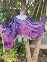 Image 1 of Poncho Woodstock Top -free size -purple pink tie dye