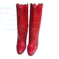Image 2 of Red heeled leather boots 7.5