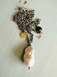 Image 16 of baroque pearl and 22k gold charm necklace by peaces of indigo