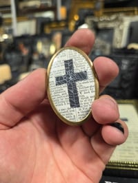 Image 2 of Vintage Brooches- 1800's pocket bible page & preserved baby spider webs - 2