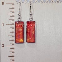 Image 2 of Fiery Sunset-Unique Handmade Fluid Art Earrings 